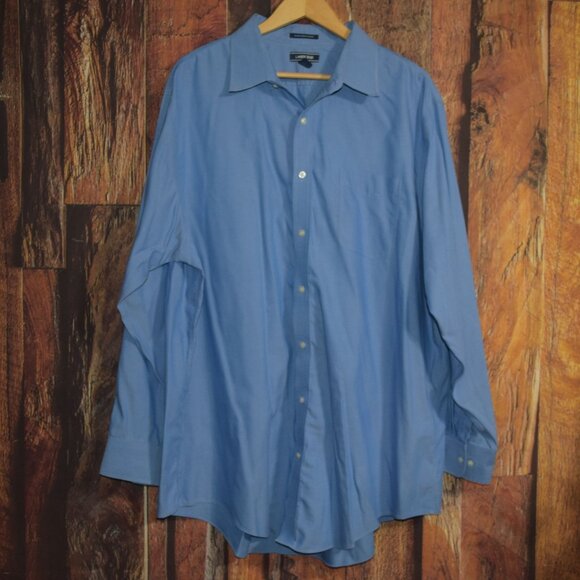 LANDS' END Men's 18.5 - 37T Traditional Fit No Iron Supima Pinpoint Dress Shirt - Picture 1 of 6